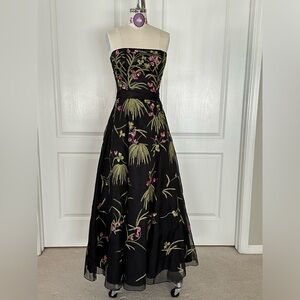 Sue Wong Black Floral Beaded Ballgown